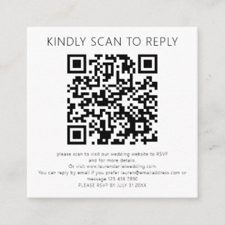 Tarjeta De Recepción Escanear Para Responder Al Código QR Boda Blanca N