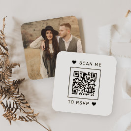 Tarjeta De Recepción Escanear para RSVP Boda Respuesta de código QR
