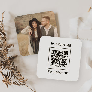 Tarjeta De Recepción Escanear para RSVP Boda Respuesta de código QR
