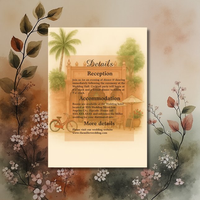 Tarjeta De Recepción Escapada de bodas en el patio de la India (Subido por el creador)
