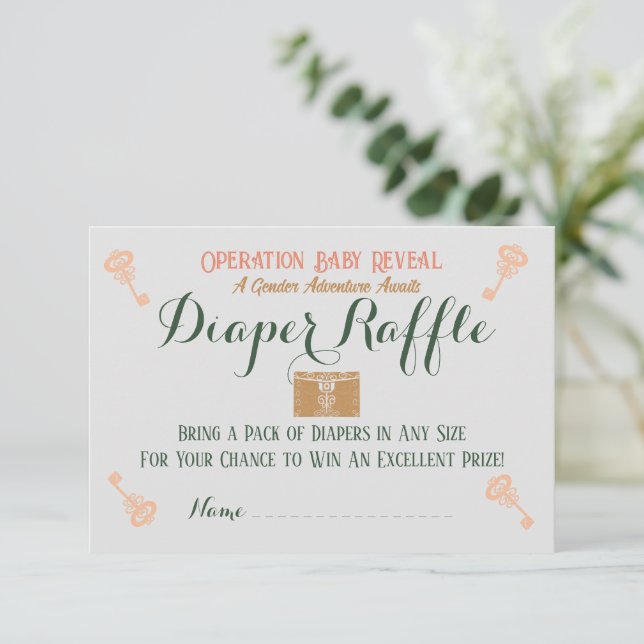 Tarjeta De Recepción Escape Room Gender Reveal Diaper Raffle (Anverso de pie)