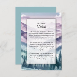 Tarjeta De Recepción Escarcha de lavanda en el Boda húmedo alpino