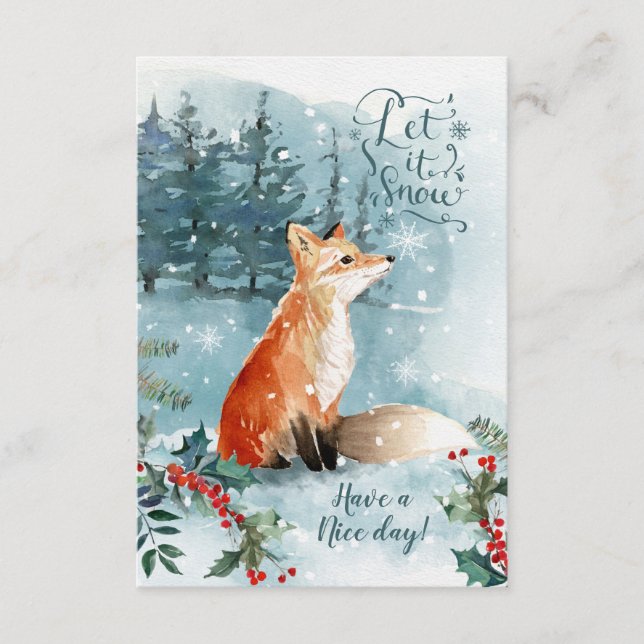 Tarjeta De Recepción Escena de los bosques de invierno, Navidades de zo (Anverso)