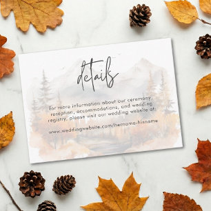 Tarjeta De Recepción Escena de montaña de otoño rústica en acuarela