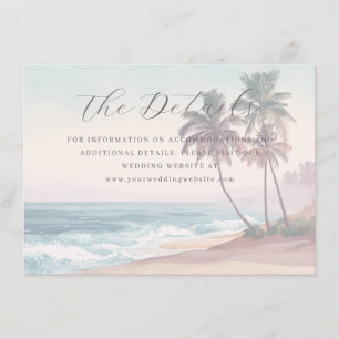 Tarjeta De Recepción Escena de playa tropical pastel romántica
