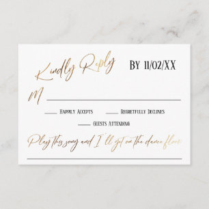 Tarjeta De Recepción Escritura a mano de oro de Faux Gold Solicitud de 