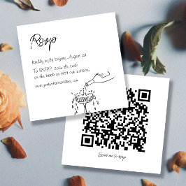 Tarjeta De Recepción Escritura a mano en blanco y negro Whimsical boda