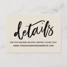 Tarjeta De Recepción Escritura a mano simple Boda detalles crema