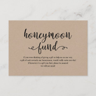Tarjeta De Recepción Escritura negra kraft rústico, Boda de luna de mie