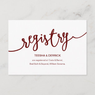 Tarjeta De Recepción Escritura rústica de Borgoña, registro Boda