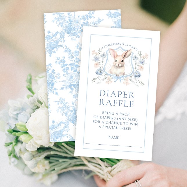 Tarjeta De Recepción Escudo azul Bunny Baby Boy Shower Diaper Raffle (Subido por el creador)