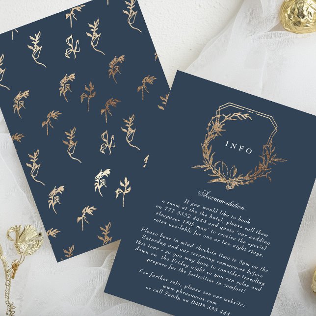 Tarjeta De Recepción Escudo blanco clásico  boda Navy azul (Subido por el creador)
