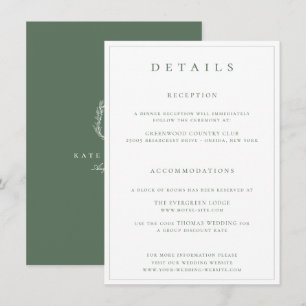 Tarjeta De Recepción Escudo botánico Detalles del Boda de salvia Monogr