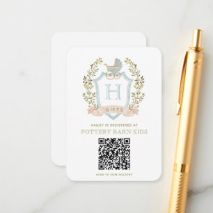 Tarjeta De Recepción Escudo de transporte para bebés   Registro de rega