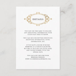 Tarjeta De Recepción Escudo dorado | Detalles del Boda blanco y negro
