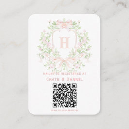 Tarjeta De Recepción Escudo dulce con registro de regalo de arcos rosad