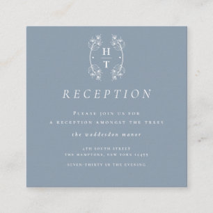 Tarjeta De Recepción Escudo Dusty Blue Reception Boda