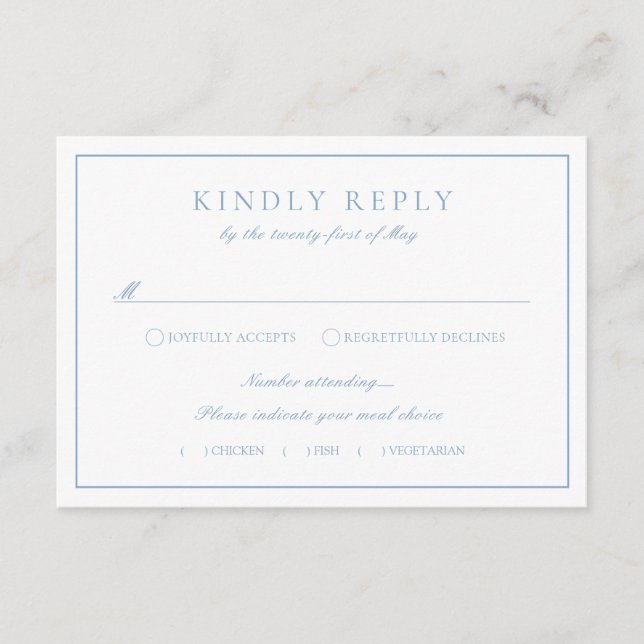 Tarjeta De Recepción Escudo Monograma Alojamiento del Boda Dusty Blue R (Anverso)