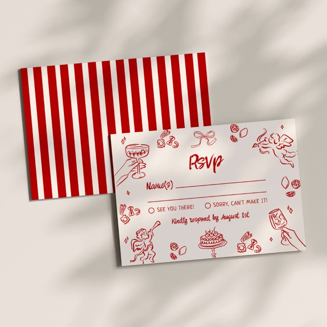 Tarjeta De Recepción ¡Eso es Amore! Red Italiana RSVP (Subido por el creador)