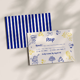 Tarjeta De Recepción ¡Eso es Amore! RSVP italiana azul y amarillo