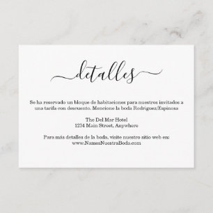 Tarjeta De Recepción Español Moderno Bianco Y Negro Boda Detalles