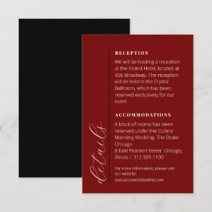Tarjeta De Recepción Espectacular Boda negro y rojo