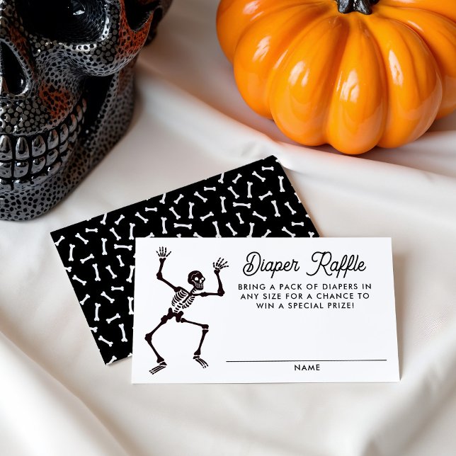 Tarjeta De Recepción Espeluznante Skeleton Baby Shower Diaper Raffle (Subido por el creador)