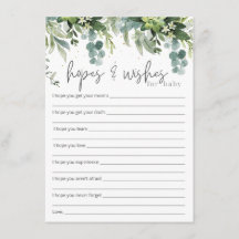 Esperanzas y deseos para Baby Baby Shower Insert