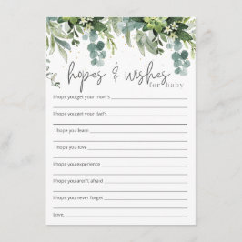 Tarjeta De Recepción Esperanzas y deseos para Baby Baby Shower Insert