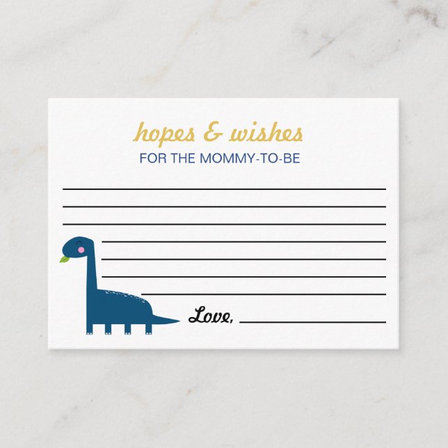 Tarjeta De Recepción Esperanzas y deseos para mamá Dinosaur Baby Ducha  (Anverso)