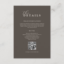 Tarjeta De Recepción Espresso Classic Minimalist Wedding QR Details