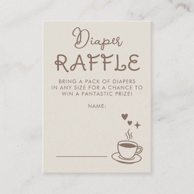 Tarjeta De Recepción Espresso Coffee Diaper Raffle Baby Shower Ticket (Anverso)