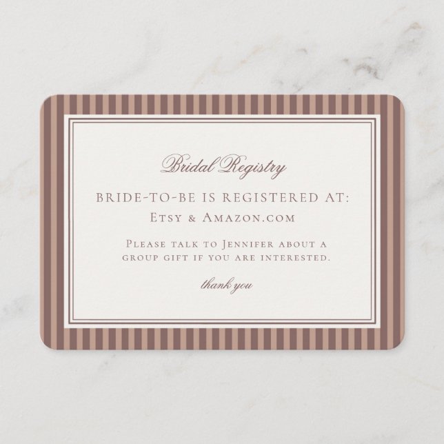 Tarjeta De Recepción Espresso Martini Love Brewing Bridal Registry (Anverso)