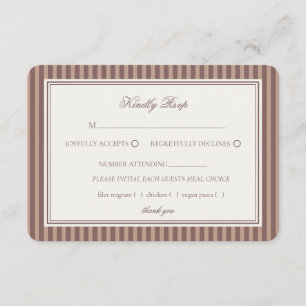 Tarjeta De Recepción Espresso Martini Old Money Rayado RSVP de Boda