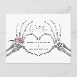 Tarjeta De Recepción Esqueleto Floral | Detalles para Invitados de Boda