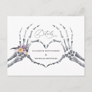 Tarjeta De Recepción Esqueleto Floral Detalles para Invitados de Boda