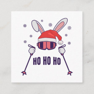Tarjeta De Recepción Esquiando Santa Rabbit con Santa Hat y los postes 
