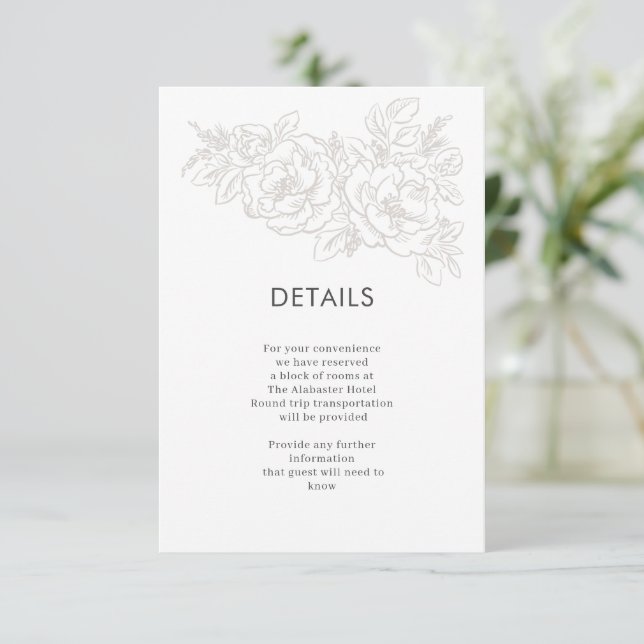 Tarjeta De Recepción Esquina de flores elegante de Peonies (Anverso de pie)