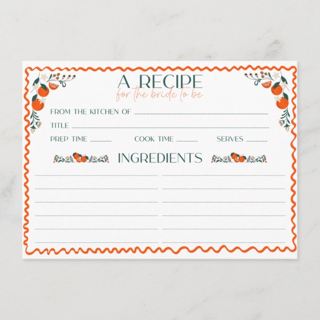 Tarjeta De Recepción Está recién salida del mercado receta de ducha de  (Anverso)