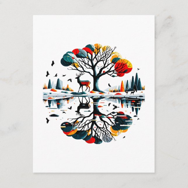 Tarjeta De Recepción Estadio majestuoso en el bosque de invierno nevado (Anverso)