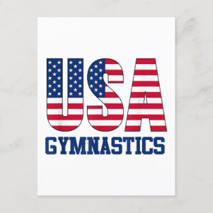 Tarjeta De Recepción Estados Unidos: Deportes de gimnasia con bandera e