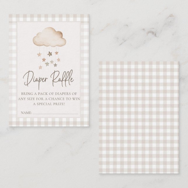 Tarjeta De Recepción Estamos en Cloud 9 Género Neutral Diaper Raffle (Anverso / Reverso)