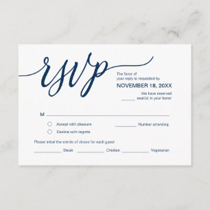 Tarjeta De Recepción Estética Azul Marina, RSVP de Fiesta de Cumpleaños