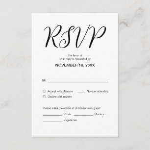 Tarjeta De Recepción Estética moderna, cena Boda RSVP, Responder