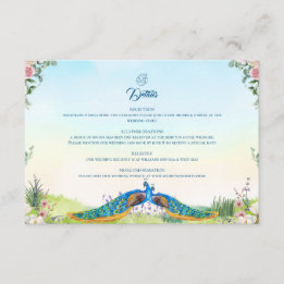 Tarjeta De Recepción Estilo de boda botánico pavo real azul elegante