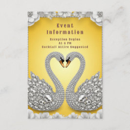 Tarjeta De Recepción 🌸 Estilo de decoración glamour de pareja de cisne