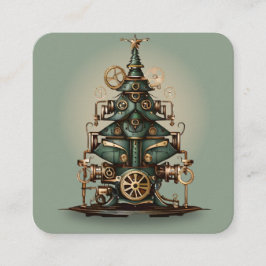 Tarjeta De Recepción Estilo retro vintage del árbol de Navidad Steampun