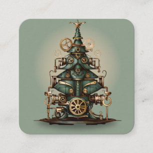 Tarjeta De Recepción Estilo retro vintage del árbol de Navidad Steampun