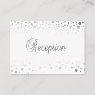 Tarjeta De Recepción Estilosos puntos de confeti plateado Fondo blanc