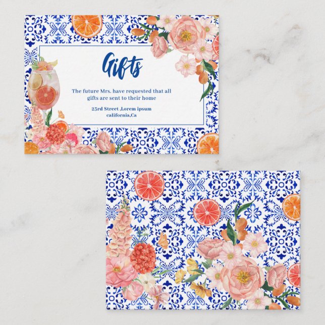 Tarjeta De Recepción Éstos son otros regalos florales Spritz Bridal Sho (Anverso / Reverso)